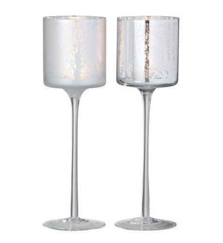 Photophores verre blanc et argenté Licia H 30 cm - Lot de 2 - Photo n°2; ?>