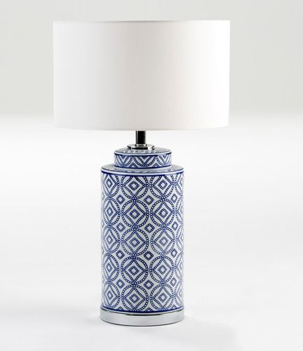 Pied de lampe céramique bleu et blanc Charlie H 51 - Photo n°2; ?>