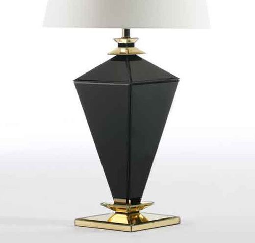 Pied de lampe en verre noir avec socle doré Gracias - Photo n°2; ?>