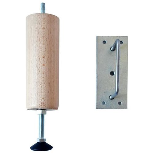 Pieds de lit renfort réglable en bois hetre massif verni incolore - H 21 a 25 cm - Photo n°2; ?>
