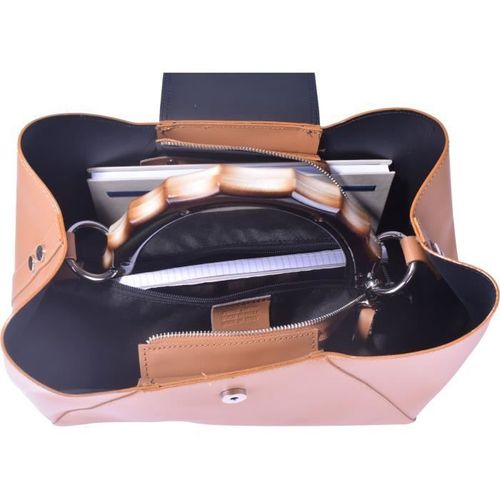 PIERRE CARDIN Sac a main en cuir couleur camel - Photo n°3; ?>