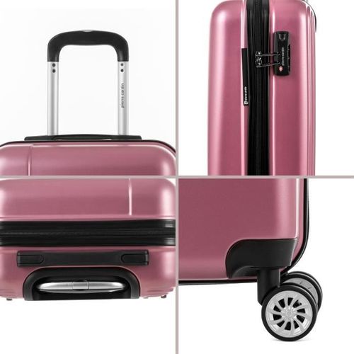 PIERRE CARDIN Set de 2 Valises 55/75cm avec 8 roues + 2 Organisateurs Rose - Photo n°3; ?>