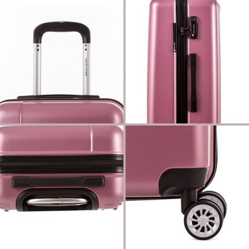 PIERRE CARDIN Valise Grande Taille 75cm avec 8 Roues + Organisateur Or Rose - Photo n°3; ?>