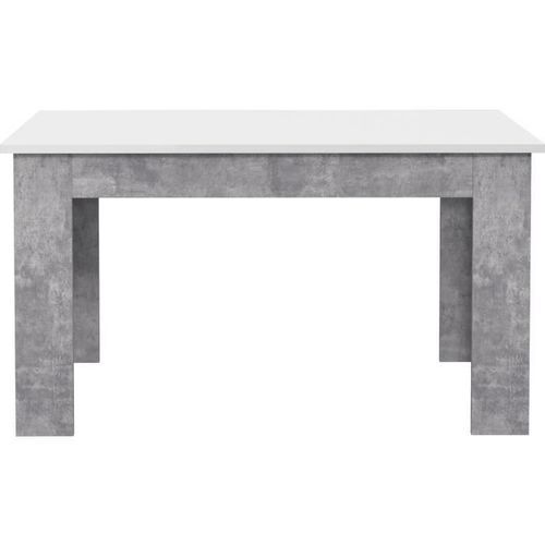 PILVI Table a manger - Blanc et béton gris clair - L 140 x I90 x H 75 cm - Photo n°2; ?>