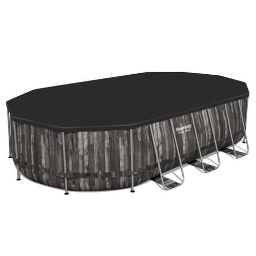 Piscine hors sol BESTWAY - Ovale Power Steel Décor bois - 610 x 366 x 122 cm - Photo n°3; ?>