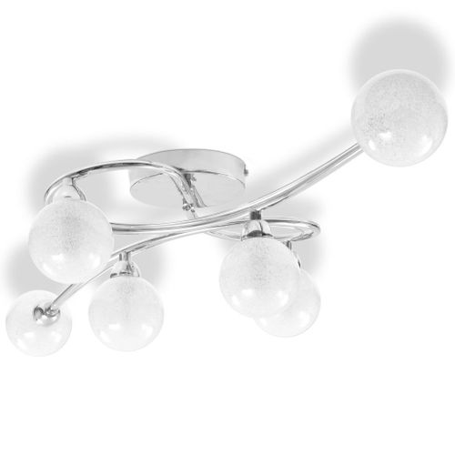 Plafonnier avec 6 abats-jour G9 Chromé - Photo n°2; ?>