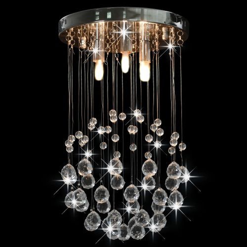 Plafonnier avec perles de cristal Argenté Sphère 3 ampoules G9 - Photo n°2; ?>