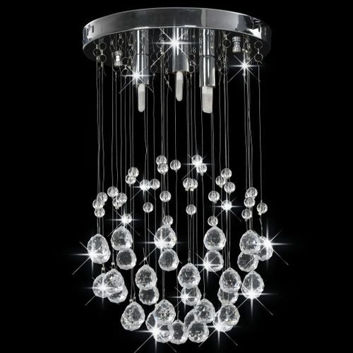 Plafonnier avec perles de cristal Argenté Sphère 3 ampoules G9 - Photo n°3; ?>