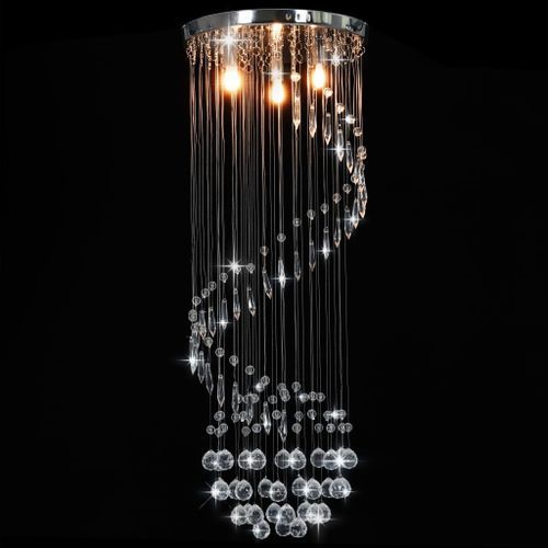 Plafonnier avec perles de cristal Argenté Spirale G9 - Photo n°2; ?>