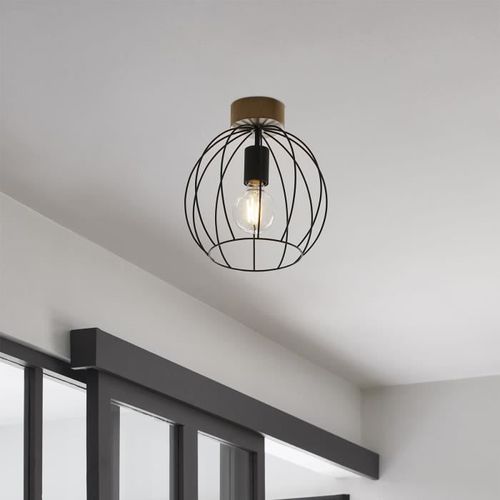 Plafonnier Ottawa - Métal - Ø26 cm - E27 - 40 W - Bois foncé - COREP - Photo n°2; ?>