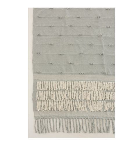 Plaid avec floches tissu bleu et blanc Marino - Lot de 2 - Photo n°2; ?>