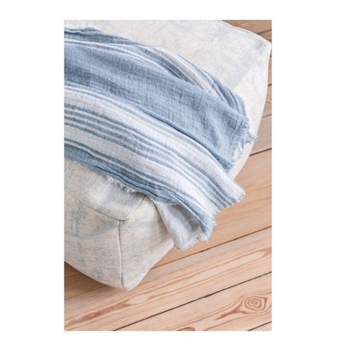 Plaid tissu bleu à rayures blanches Marino - Photo n°3; ?>