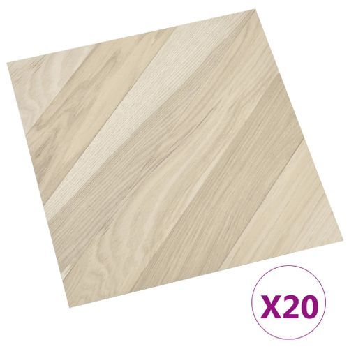 Planches de plancher autoadhésives 20 pcs PVC 1,86m² Beige rayé - Photo n°2; ?>