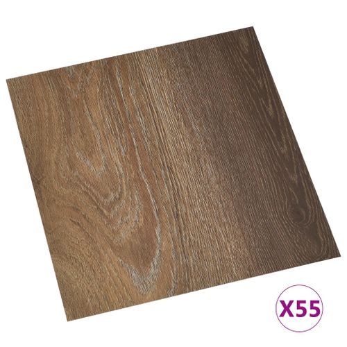 Planches de plancher autoadhésives 55 pcs PVC 5,11 m² Marron 3 - Photo n°2; ?>