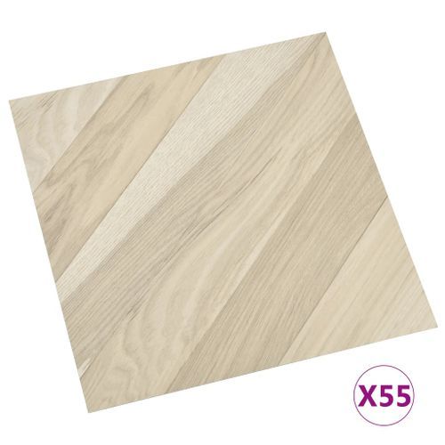 Planches de plancher autoadhésives 55 pcs PVC 5,11m² Beige rayé - Photo n°2; ?>