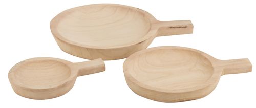 Plat rond anse bois de paulownia naturel Jona L 43 cm - Photo n°2; ?>