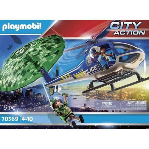 PLAYMOBIL - 70569 - Police Hélicoptere de police et parachutiste - Photo n°3; ?>