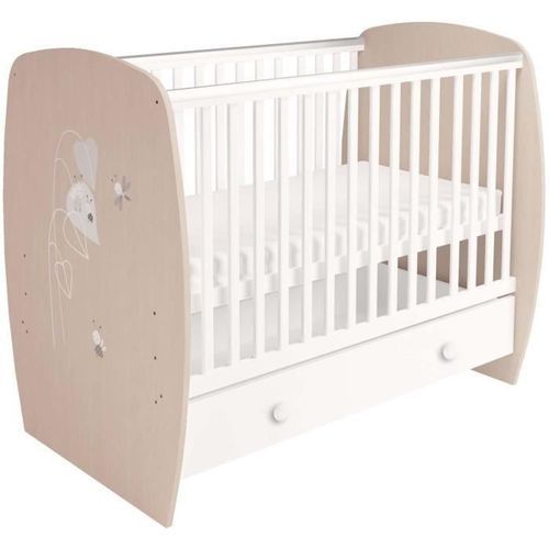 POLINI KIDS AMIS ZEN Lit NEVA 120*60 avec tiroir blanc/naturel - Photo n°2; ?>