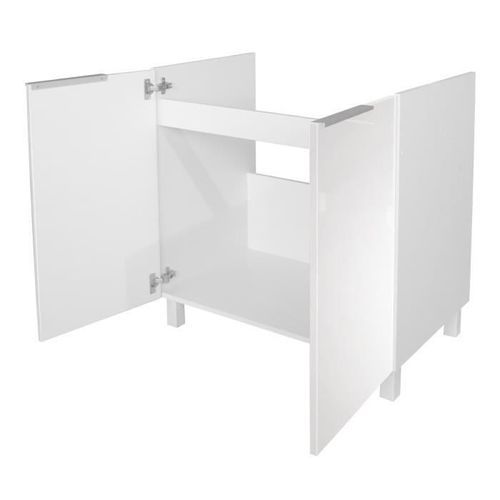 POP Meuble sous-évier L 80 cm - Blanc brillant - Photo n°2; ?>