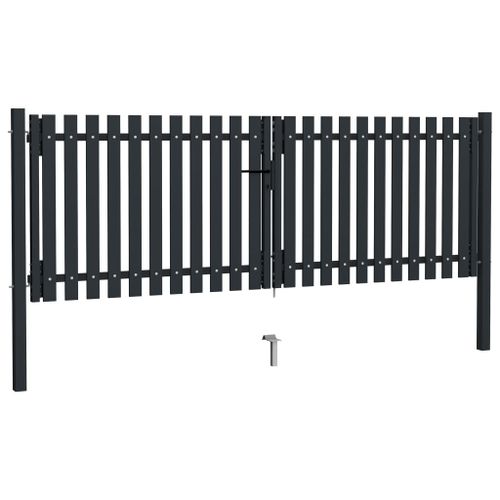 Portail de clôture à double porte Acier 306x125 cm Anthracite - Photo n°2; ?>