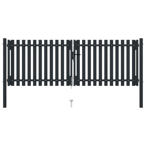 Portail de clôture à double porte Acier 306x175 cm Anthracite - Photo n°3; ?>