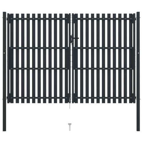 Portail de clôture à double porte Acier 306x250 cm Anthracite - Photo n°3; ?>