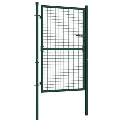 Portail de clôture Acier 100x125 cm Vert - Photo n°2; ?>