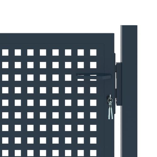 Portail de clôture Anthracite 102x125 cm Acier - Photo n°3; ?>