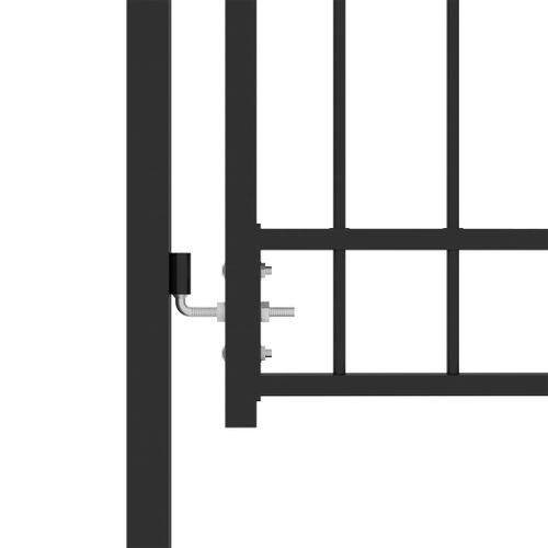 Portail de clôture avec pointes Acier 100x100 cm Noir 2 - Photo n°3; ?>