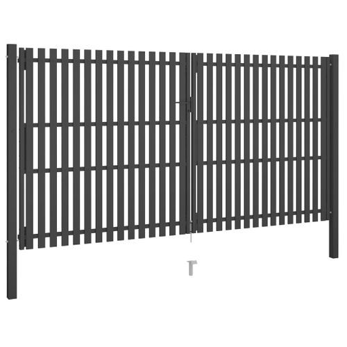 Portail de clôture de jardin Acier 4x2,5 m Anthracite - Photo n°2; ?>