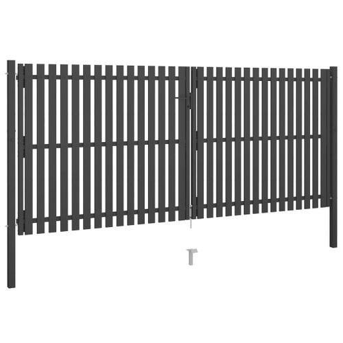 Portail de clôture de jardin Acier 4x2 m Anthracite - Photo n°2; ?>