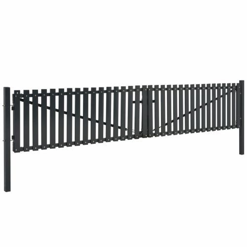 Portail de clôture double porte Acier 400 x 125 cm Anthracite - Photo n°2; ?>