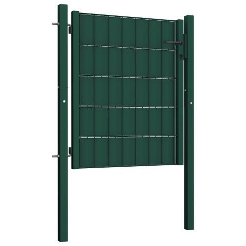 Portail de clôture PVC et acier 100x101 cm Vert - Photo n°2; ?>