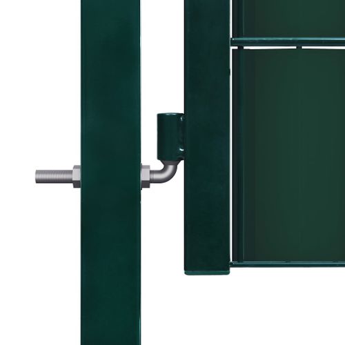 Portail de clôture PVC et acier 100x124 cm Vert - Photo n°3; ?>