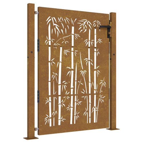 Portail de jardin 105x155 cm acier corten design de bambou - Photo n°2; ?>
