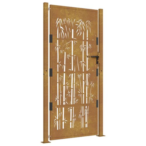Portail de jardin 105x180 cm acier corten design de bambou - Photo n°2; ?>