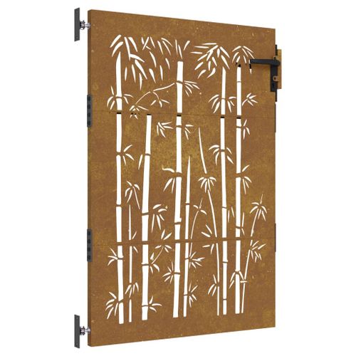 Portail de jardin 85x125 cm acier corten design de bambou - Photo n°2; ?>
