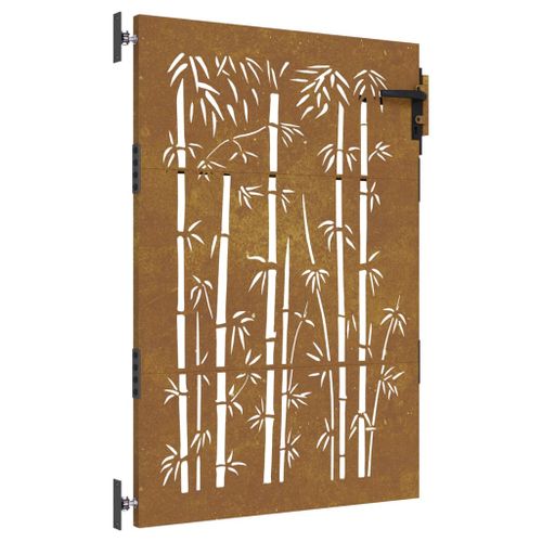 Portail de jardin 85x150 cm acier corten design de bambou - Photo n°2; ?>