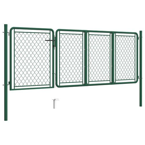 Portail de jardin Acier 100x350 cm Vert - Photo n°2; ?>