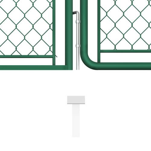 Portail de jardin Acier 100x350 cm Vert - Photo n°3; ?>