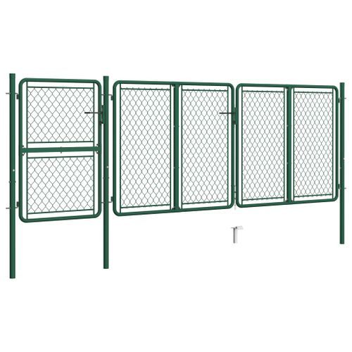 Portail de jardin Acier 125x395 cm Vert - Photo n°2; ?>