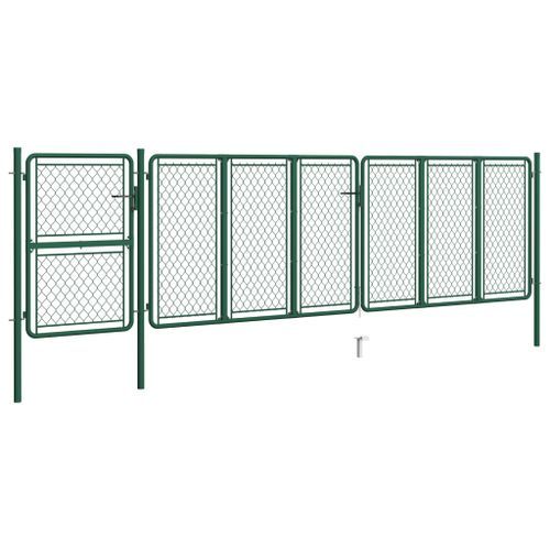 Portail de jardin Acier 125x495 cm Vert - Photo n°2; ?>