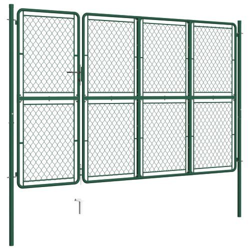 Portail de jardin Acier 150x350 cm Vert - Photo n°2; ?>