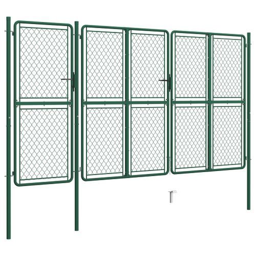 Portail de jardin Acier 150x395 cm Vert - Photo n°2; ?>