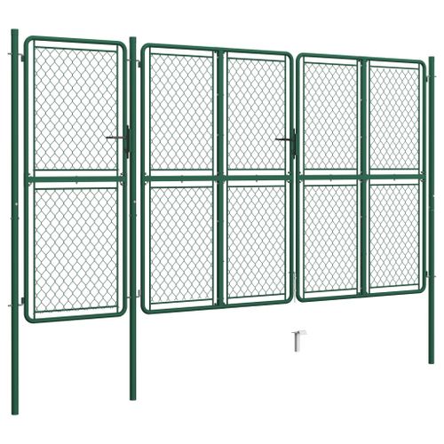 Portail de jardin Acier 175x395 cm Vert - Photo n°2; ?>