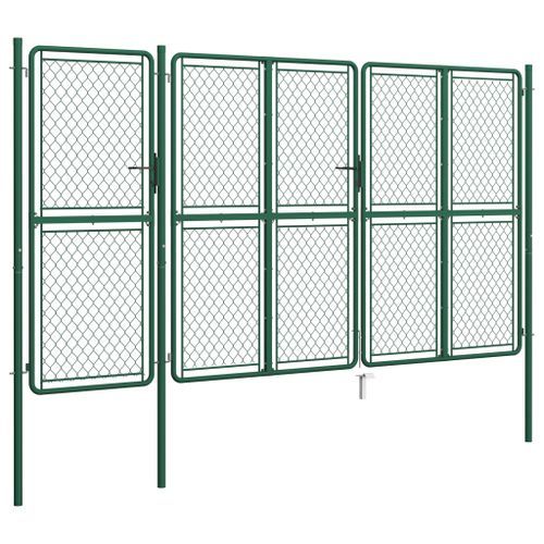 Portail de jardin Acier 200x395 cm Vert - Photo n°2; ?>