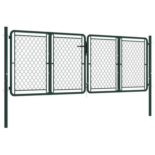 Portail de jardin Acier 300 x 100 cm Vert - Photo n°2; ?>