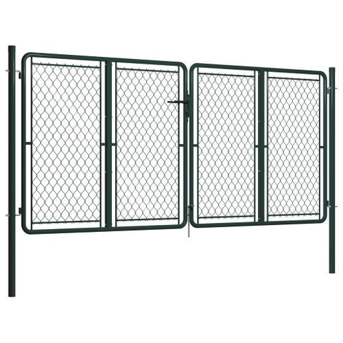 Portail de jardin Acier 300 x 125 cm Vert - Photo n°2; ?>