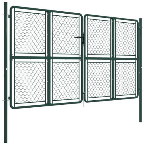 Portail de jardin Acier 300 x 150 cm Vert - Photo n°2; ?>