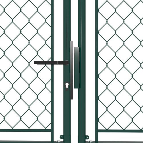 Portail de jardin Acier 300 x 150 cm Vert - Photo n°3; ?>